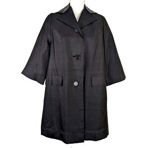 VTG Milgrim Size M Black Button Front Weather Proofed Coat Jacket